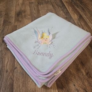 Disney Tinkerbell BRANDY personalized Blanket Throw 50x60 Pale Blue Purple Trim